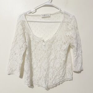 Abercrombie & Fitch Y2K Fully Lace Half Sleeve Blouse